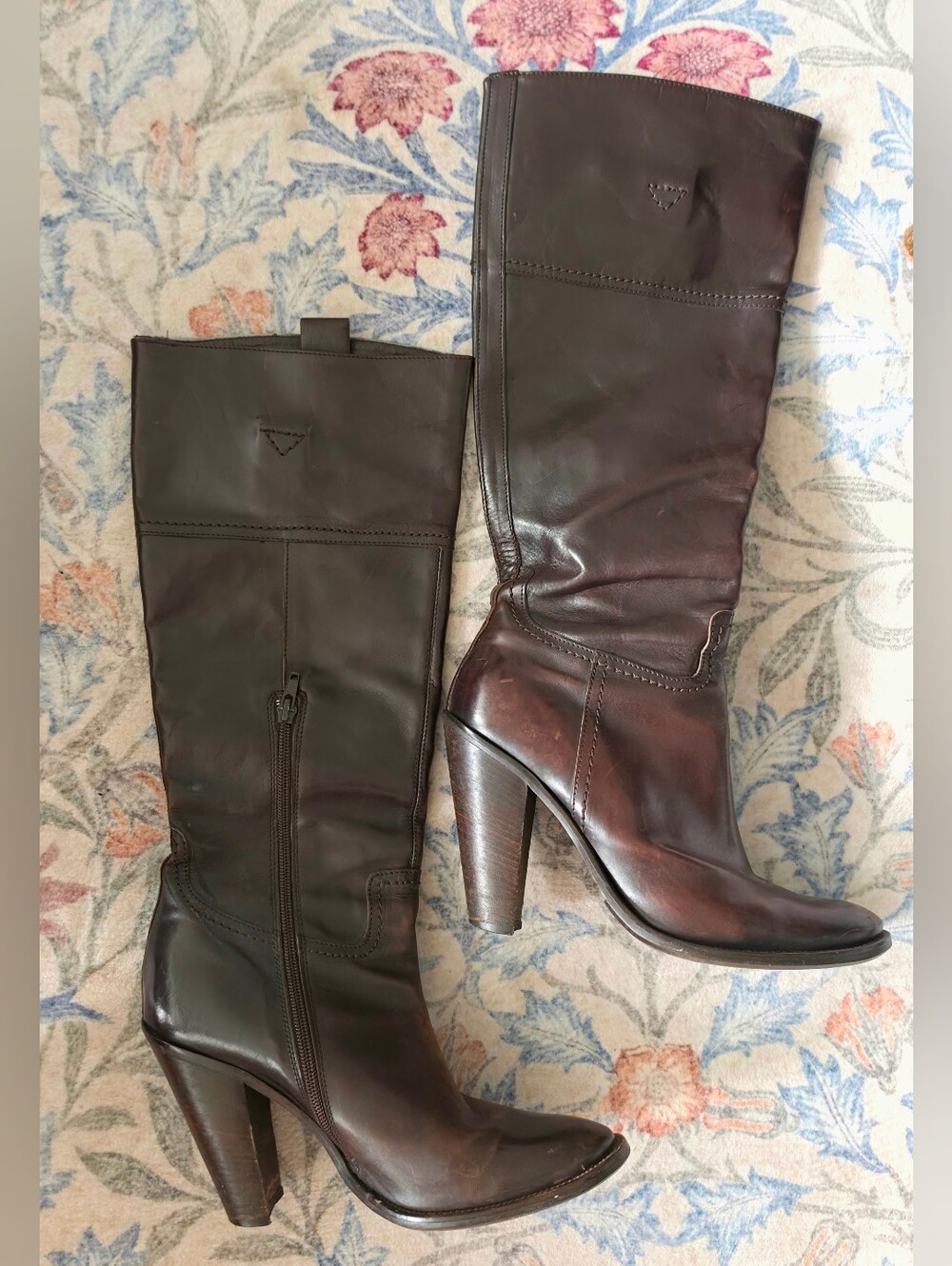 Vintage Tall Brown Leather Knee-High Riding Boots